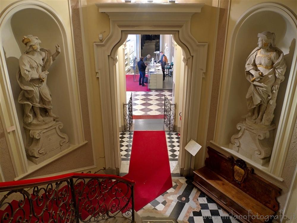 Milan (Italy) - Entrance of the House Museum Poldi Pezzoli seen from the monumental staircase